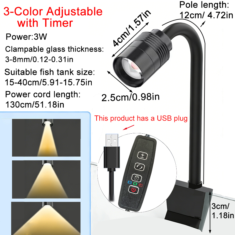 Lampu Sorot Akuarium USB 3W Am - Aquarium Marine Lights ulasan dan harga
